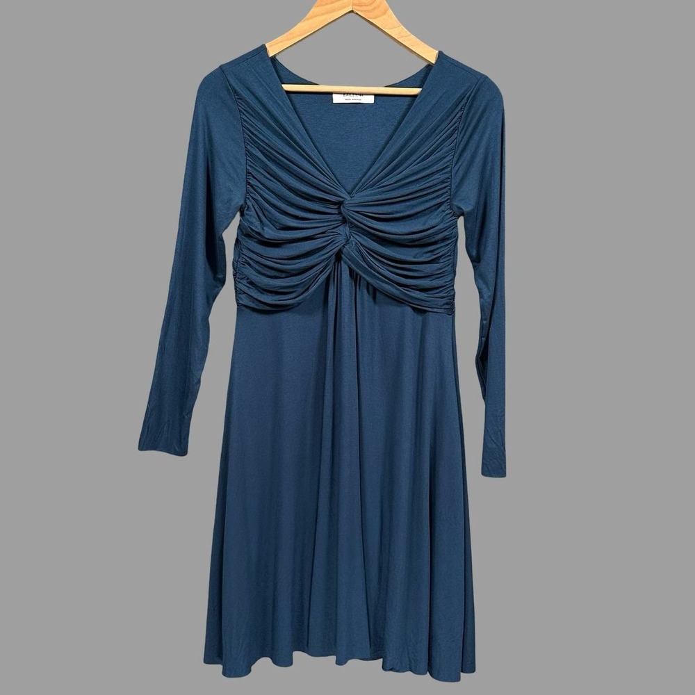 Bailey 44 Anthropologie Gathered Jersey Dress M Sapphire Ruched Stretch NWOT